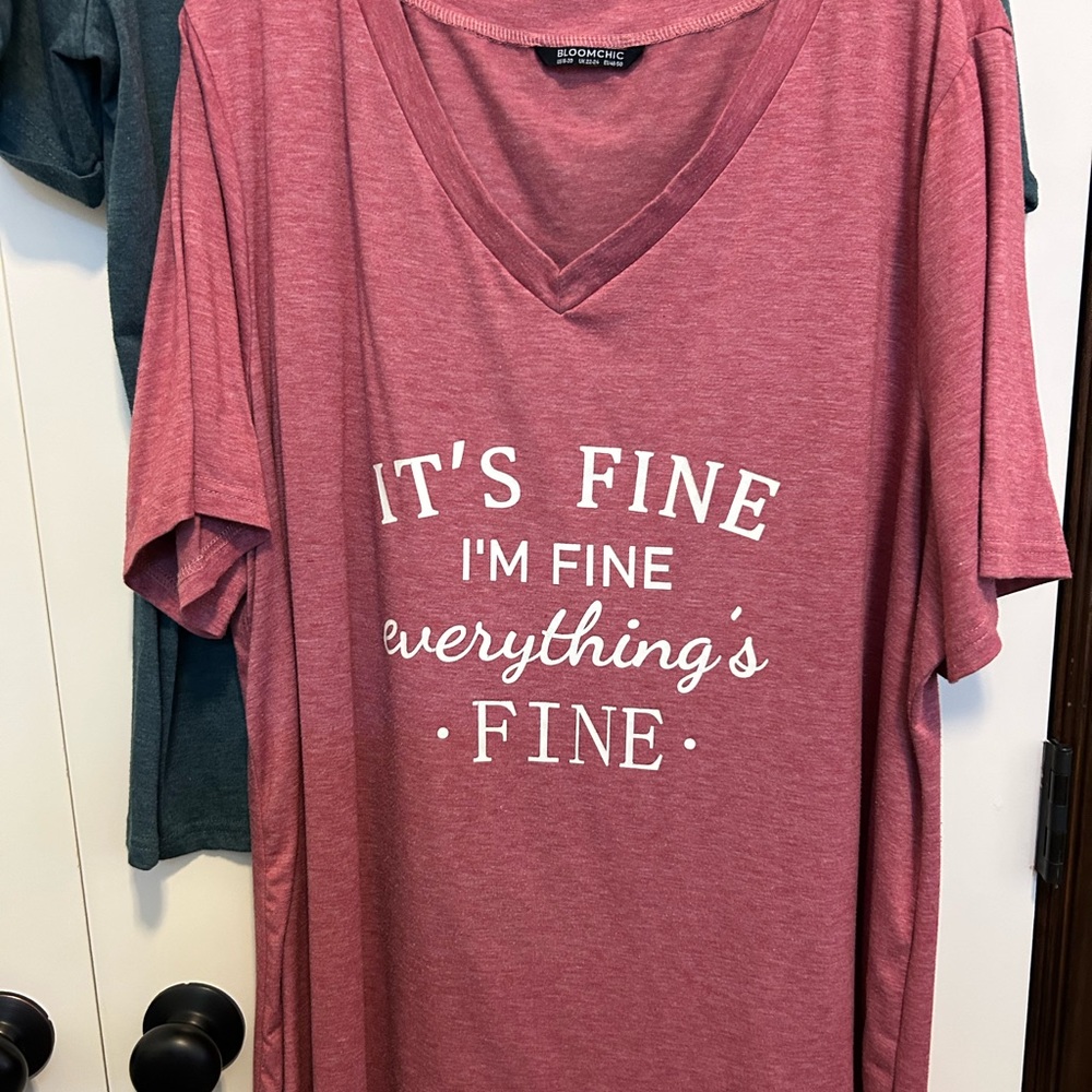 Lot of Three BloomChic T-Shirts - Green, burgundy, and blue - Picture 2 of 3